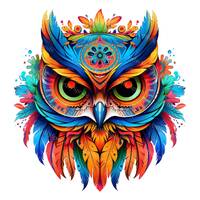 Sugar Skull Owl With Feathers-Dia de los Muertos Bohemian Floral,Transparent PNG Clipart-Printable S