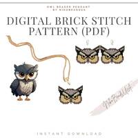 Owl Brick Stitch pattern for beaded earrings, keychain or pendant, DIY beaded earrings pattern for M