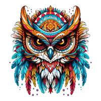 Vibrant Owl Transparent PNG Clipart with Intricate Geometric Patterns-Digital Download for Sublimati