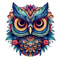 Sugar Skull Owl With Feathers-Dia de los Muertos Bohemian Flower,Transparent PNG Clipart-Printable S