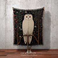 Snow White Owl Forest Tapestry Woven Tapestry Witchy Decor Cottagecore Art Crowcore Aesthetic Room D