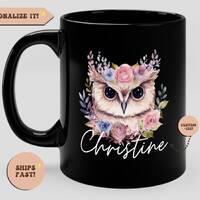 Owl Mug 15oz 11oz, Ceramic Owl Coffee Cup for Women, Personalized Owl Gift, Owl Gifts, Owl Lovers, O