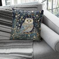 Midnight Blossom Owl Cushion, Enchanted Forest-Inspired, Cozy Floral Fauna Pillow, Dreamy Home Decor