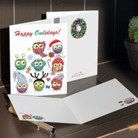 Owl Christmas Card Digital Download | Downloadable Bird Holiday Greeting Card Cute Fun Colorful Card