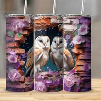 Barn Owls Through Wallhole 20oz skinny tumbler wrap straight and tapered tumbler sublimation design 
