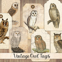 Vintage Owl Ephemera: Printable Gift Tags (Instant Download)