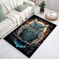 Owl Rug, Owl Pattern Rug, White Rug, Living Room Rug, Bedroom Rug, Kitchen Rug, Aesthetic Rug, Area 