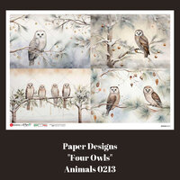 Decoupage Rice Paper | Four Owl Scenes | PD Animals 0213 | Paper Designs | Printed in Italy | Decor 