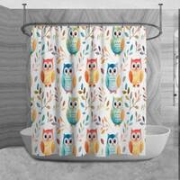 Owl Shower Curtain, Cute Bathroom Decor, Woodland Bath Decor, Watercolor Bathroom Curtain, Bird Love