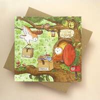 Owl New Home Card: Gold Foil Moving Card