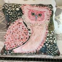 Handmade Original Design LARGE Owl Pillow Pink II