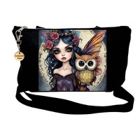 Fairy and Owl Fantasy Art Crossbody Handbag, Shoulder Bag, Gift for Friend Girlfriend, Cute Bag, Chr