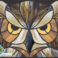Owl Head Stained Glass Pattern .PDF Easy Digital Instant Download for beginners