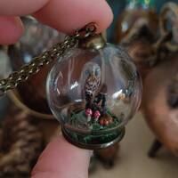 Hibou miniature sous globe - pendentif