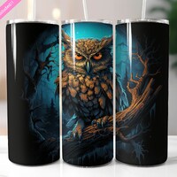 Halloween Owl Tumbler Wrap, 20 oz Skinny Tumbler Sublimation Design (Digital Download PNG)