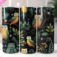 Owls Tumbler Wrap, Seamless Bird Design (Digital Download PNG)