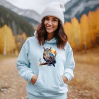 Owl Hoody for Owl Lover Gift Owl on Branch Hooded Sweatshirt Gift Idea for Animal Lover Owl Hoody Gi