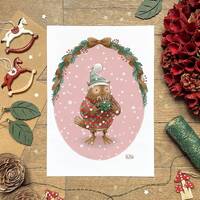 Illustration hibou mignon, Affiche enfant, Carte de Noël, Décoration pour l'hiver, C