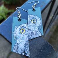 Hand-Painted Horned Owl Earrings – Lightweight Acrylic Charms