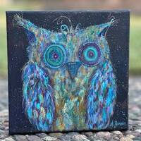 Owl Painting, Original Artwork, Tribute to Eleanor, Abstract Art