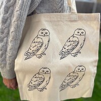 Hand illustrated Owl design tote bag