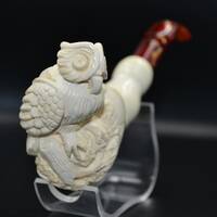 Owl Pipe, Bird Pipe, Owl Figures Pipe, Lattice Owl Pipe, Lattice Pipe, Meerschaum Pipe, Block Meersc