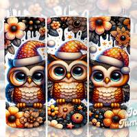 Cute Owl Tumbler Wrap, 20oz Skinny Sublimation Tumbler Designs, Christmas Owl Sublimation Design, Ch