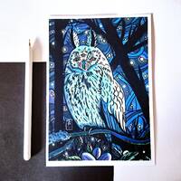 Winter Owl Art Print: Surreal Gothic Animal Artwork (A4/A5)
