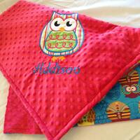 Owl Applique Minky Blanket Personalized