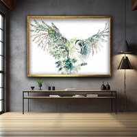 night owl canvas print art ready to hang wall decor, owl canvas print ready to hang room decorj, col