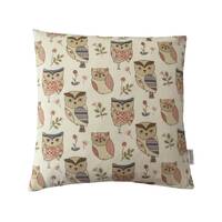 Double sided Fryetts Hoot owl ns nursery cream pink, blue, beige linen home accessories country thro
