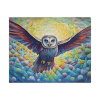 Owl in Flight Jigsaw Puzzle. Multicolored Forest Bird. Relaxing for One or Fun for Group or Family A