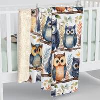 Owls Soft Sherpa Blanket, Fleece blanket owls, forest animals blanket sherpa fleece, minky sherpa bi