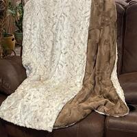 Personalized Luxe Brown Owl Minky and Luxe Brown Hide Minky Adult Blanket, Teen Blanket, Dorm Throw,