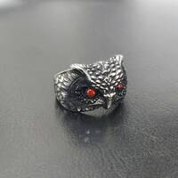 925K Silver Wild Owl Head Shaped Ring Silver Handmade Jewelry, Wild Animal Themed Silver Ring, Gift 