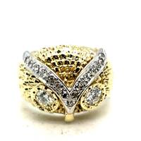 14K and Diamond Owl Ring