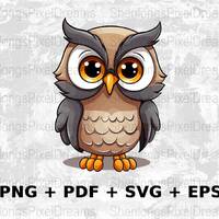 Cartoon owl Svg Png Eps, Commercial Use, Clipart Vector Graphics for Wall Art, T-shirts, Print on De