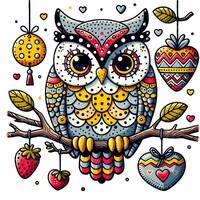 Watercolor Abstract Owl On Branch Clipart - Transparent PNG for DTG, T-Shirts, Mugs, Tumblers - Uniq