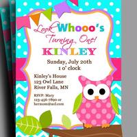 Girl Owl Birthday Invitation: Pink Lil' Owl Collection (Printable or Printed)