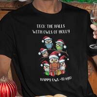Deck The Halls With Owls Of Holly Unisex Jersey Short Sleeve Tee, Christmas tshirt, holiday owls shi