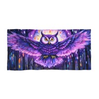 Owl Illumination Beach Towel