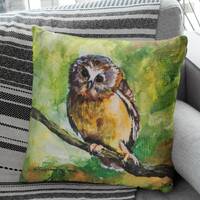 Owl Pillow - Faux Suede Square Pillow