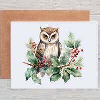 Christmas Owl Cards with Envelopes, Holiday Greeting Cards Blank Inside, Christmas Gift for Coworker