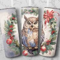 Christmas Owl 20 oz Tumbler Sublimation Design (Digital Download)