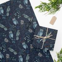 Owl Bird Wrapping Paper Botanical Floral Wrapping Paper Packages Present Vintage Wrapping Paper Dark