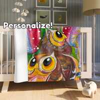 Owls Blanket Personalize - Shrooms Blanket - Velveteen Plush Throw - Lost in Shroomtasia from Mama M