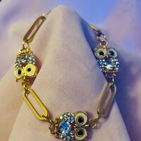 Beautiful Gold Owl Bracelet or Anklet - can be customized for size