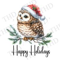 Happy Holidays Owl, Christmas PNG, Clipart for Sublimation/Heat Press