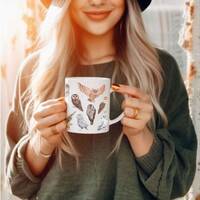 Watercolor Owl Mug: Bird Watcher Gift, Woodland Animal Teacup