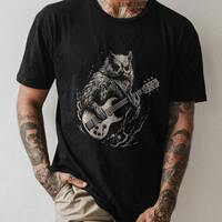 Guitarist Owl Shirt | Guitarist of the Night | Owl Graphic Tee | Gift For Guitarist | Gift For Owl L